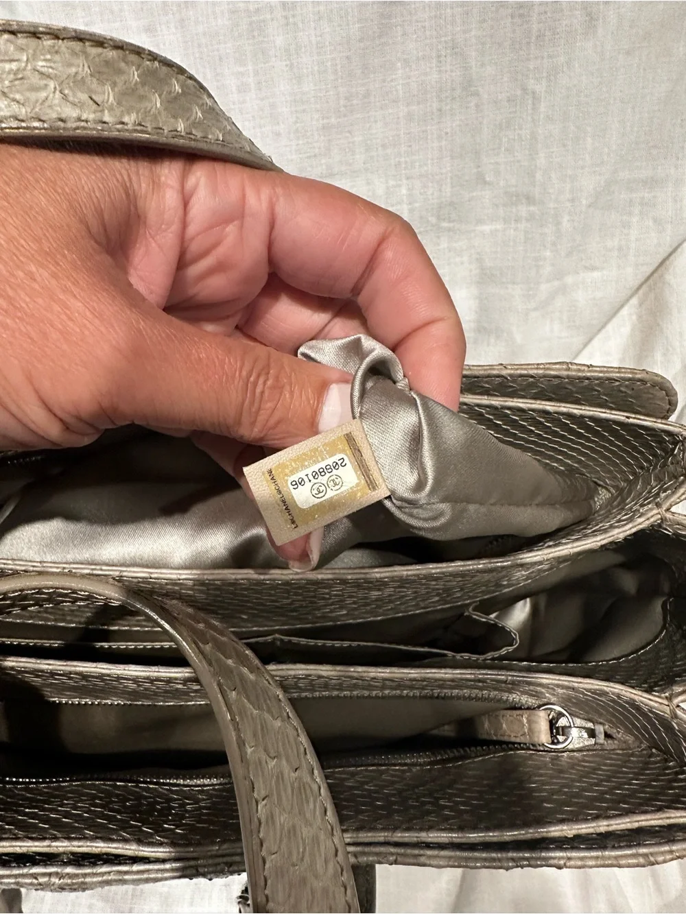 Chanel Grey Quilted Leather Tote with CC Charm